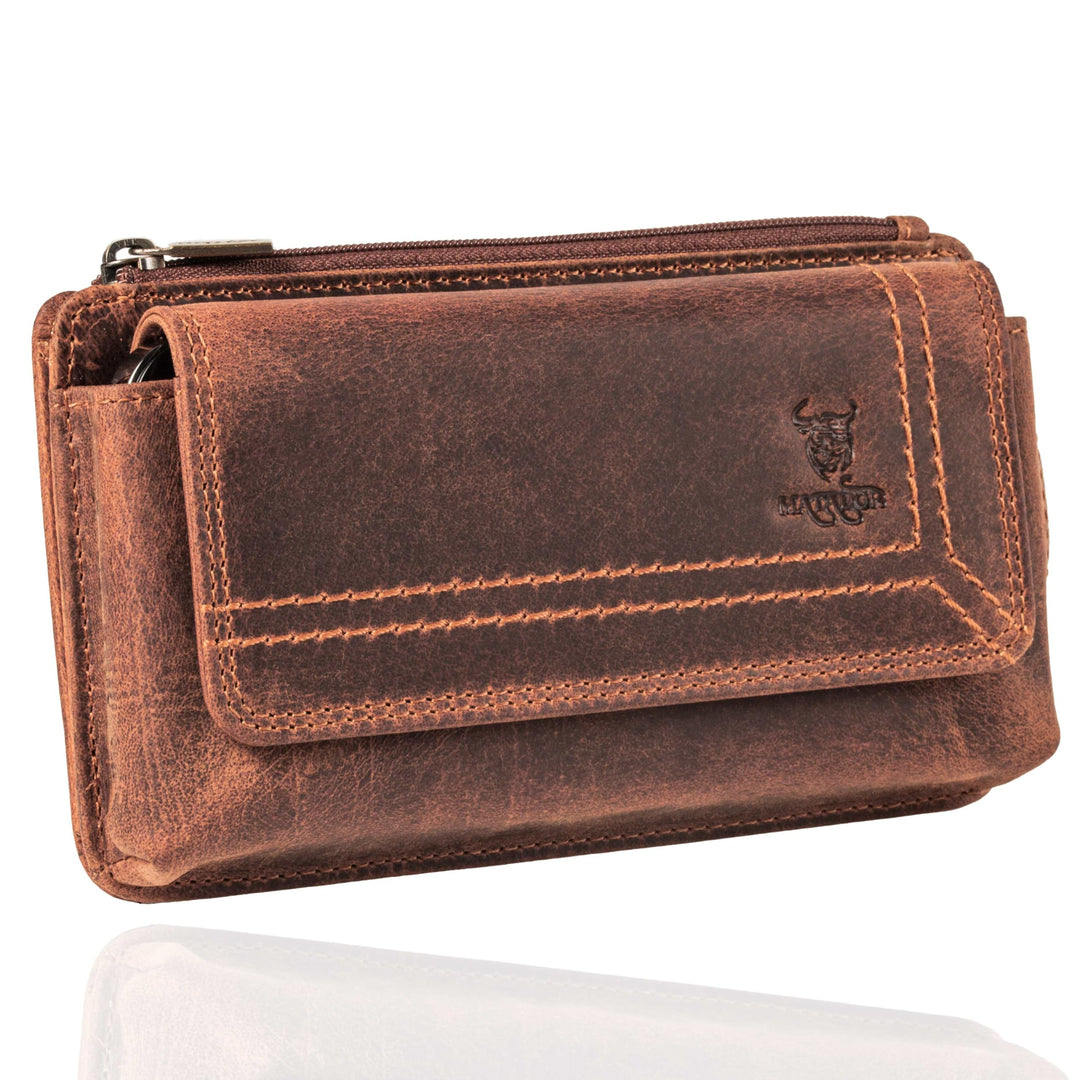 MATADOR Echt Leder Universal Handy-Tasche Holster Gürteltasche Magnetverschluss Quer für Handys bis