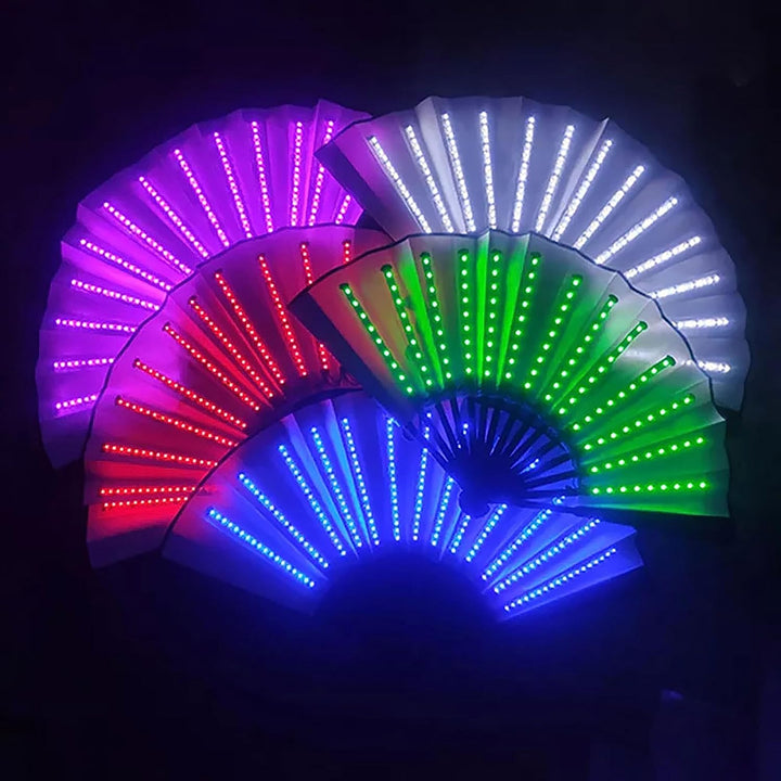 Faltbarer LED-Fächer, ideal für Partys, Festivals, Diskotheken und Musikkonzerte (Rosa), Rosa