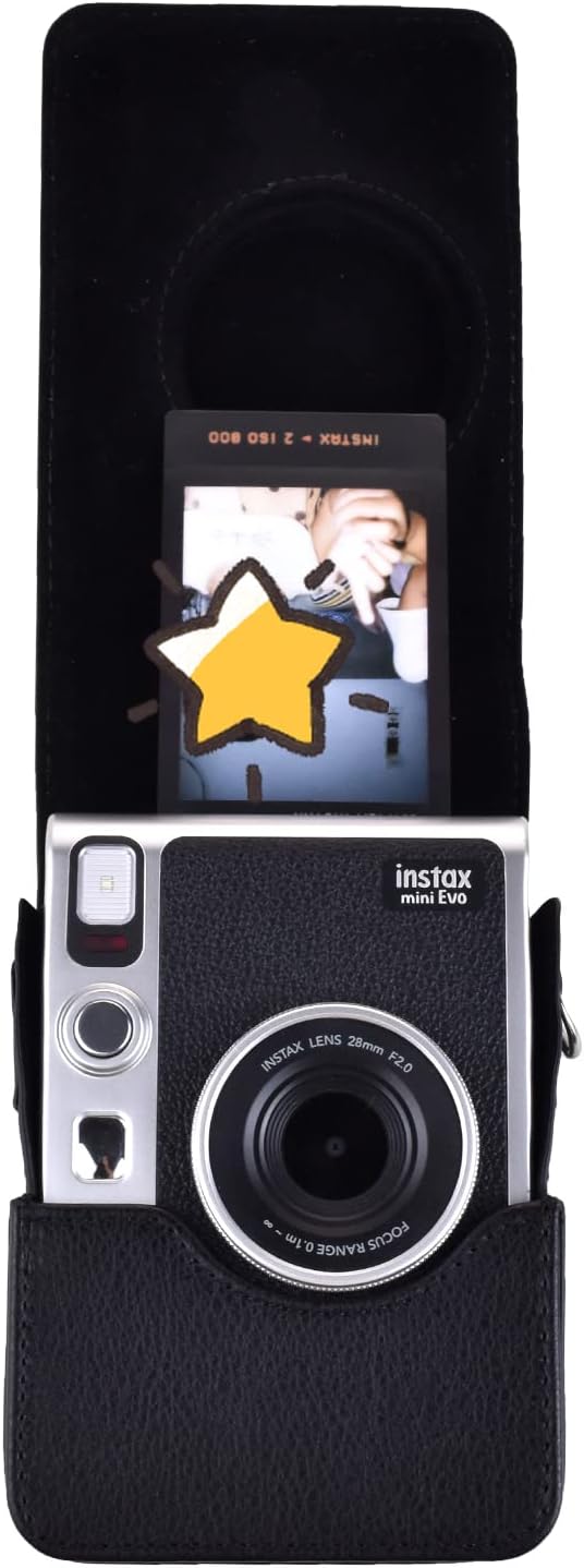 Rieibi Mini EVO Kameratasche, Vintage PU Leder Hülle Schutzhülle für Fujifilm Instax Mini EVO Sofort