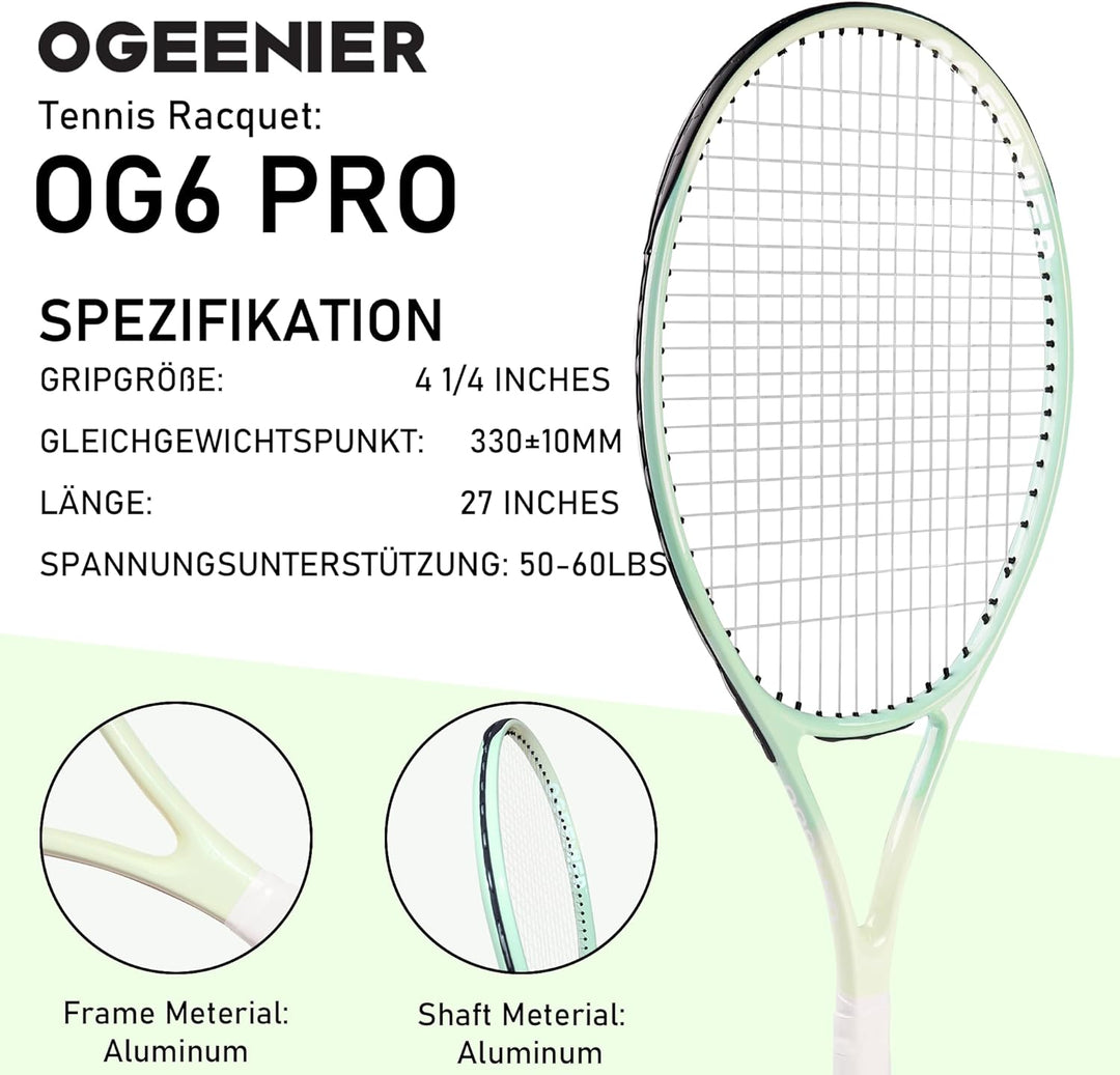 OGEENIER Tennis Racket 27 Zoll Tennisschläger Damen Herren Tennis Schläger für Erwachsene Anfänger u