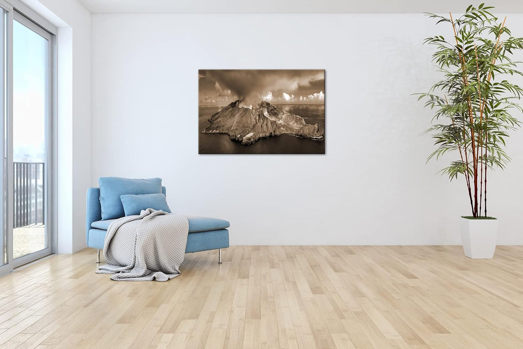 deyoli aktive Vulkanlandschaft Neuseelands Format: 80x60 als Leinwand, Effekt: Sepia, Motiv fertig g
