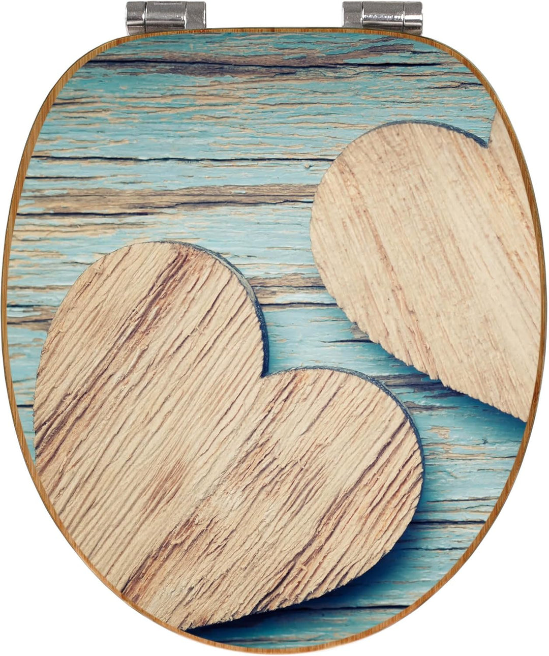 banjado® Design WC Sitz Bambus Absenkautomatik mit Motiv Holz Herzen/Toilettendeckel mit Absenkautom