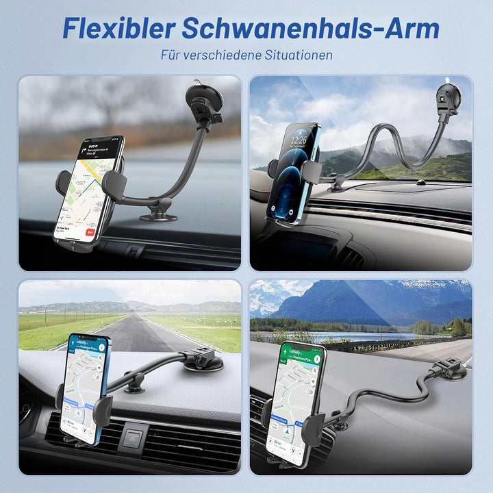 OQTIQ 13" Handyhalterung Auto Schwanenhals, Starke Saugnapf Handyhalterung für Armaturenbrett & Wind