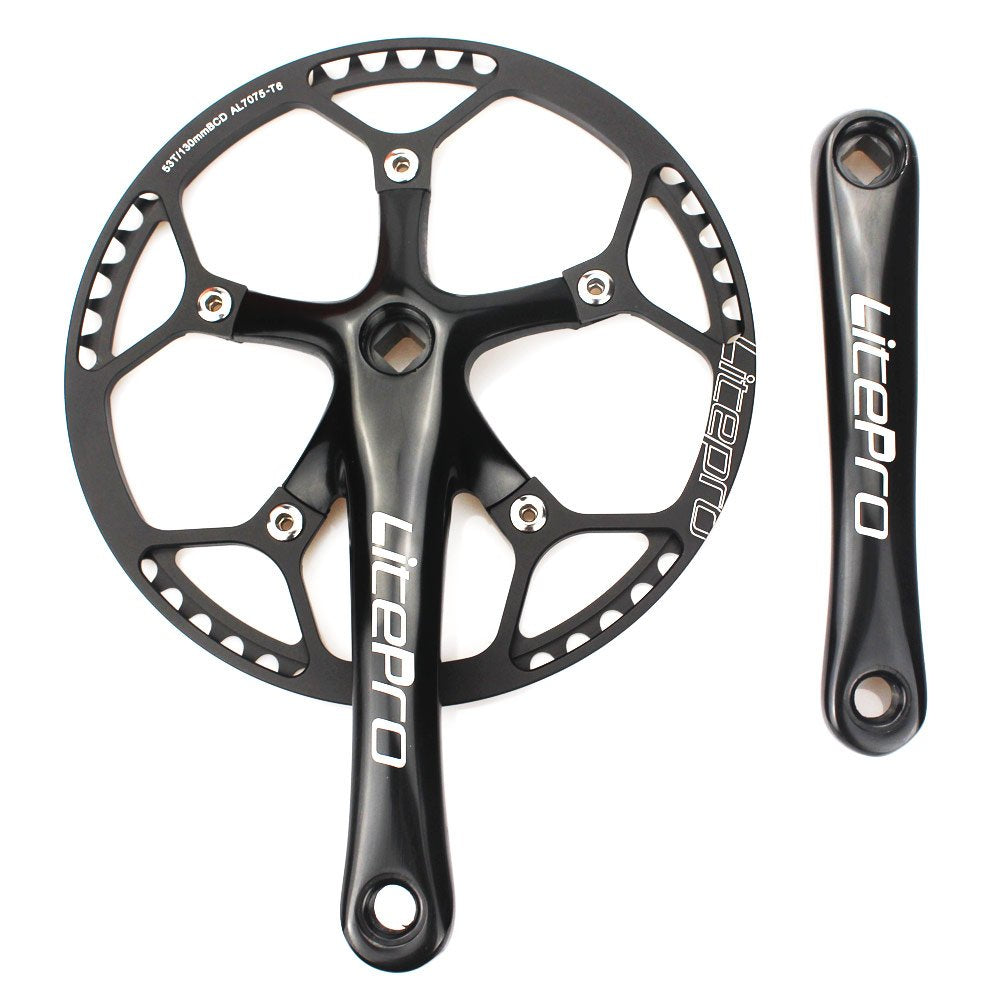 CYSKY Single Speed Kurbelgarnitur 53T 56T 58T 170mm Kurbelarme 130 BCD Litepro Faltrad Kurbelgarnitu