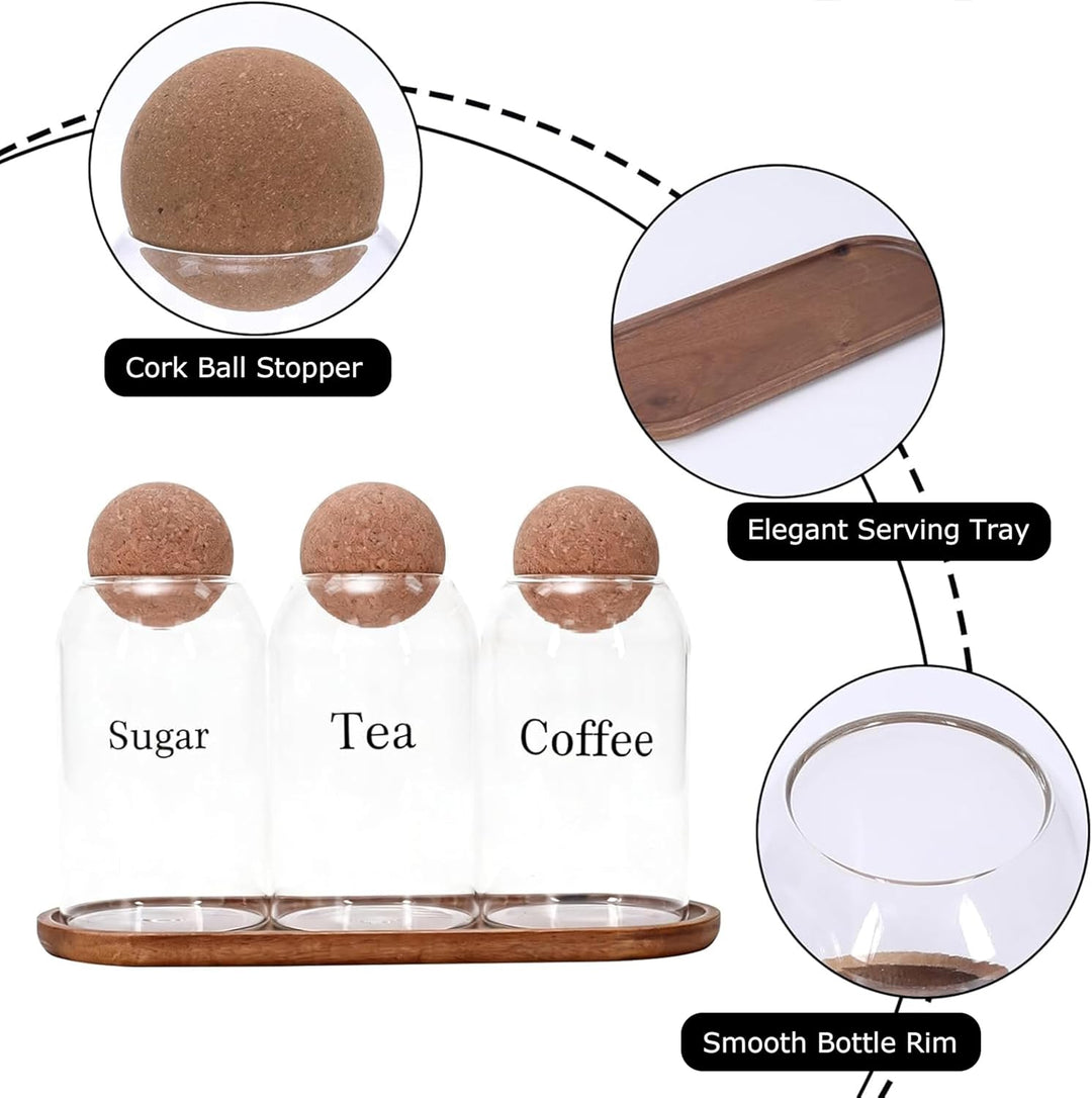 Kaffeedose 500ml 3er Set Enthält Kaffeebehälter, Teedose und Zuckerdose Glas, Kaffeebohnen Behälter