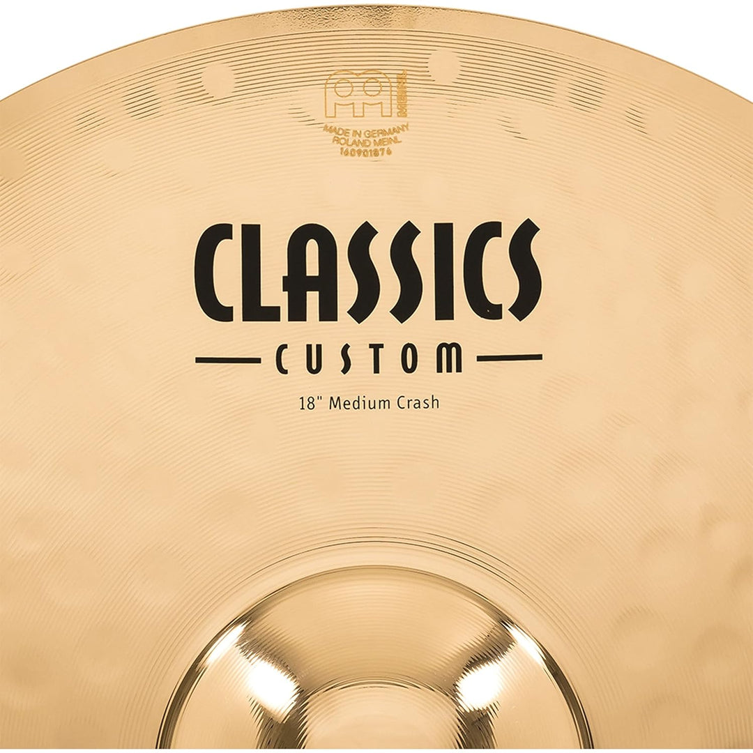 Meinl Cymbals Classics Custom Brilliant Crash Medium 18 Zoll (Video) Schlagzeug Becken – Paar – (45,