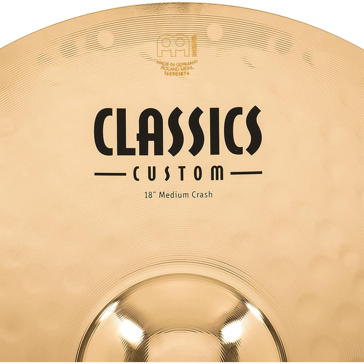 Meinl Cymbals Classics Custom Brilliant Crash Medium 18 Zoll (Video) Schlagzeug Becken – Paar – (45,