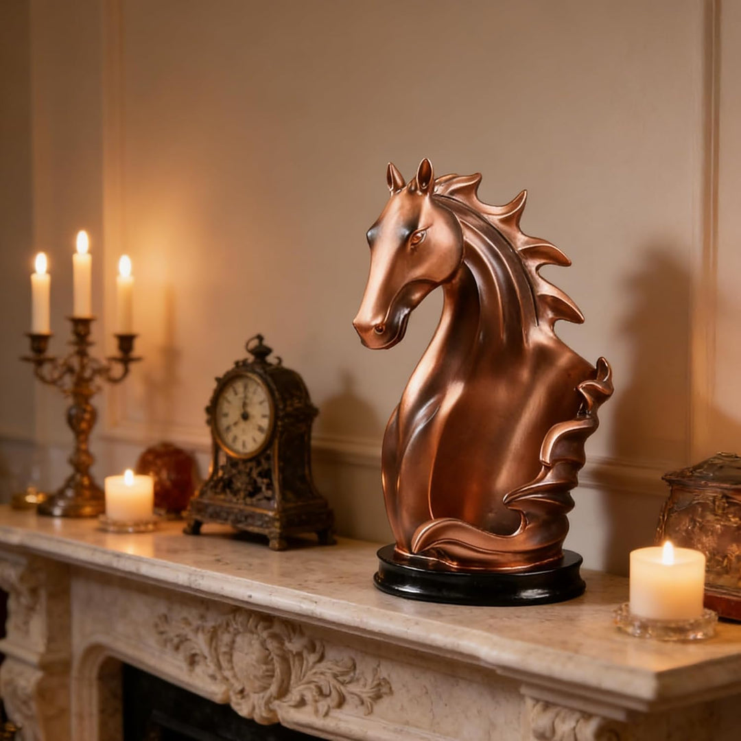 Pferde-Weinregale Freistehender Weinflaschenhalter Tierornamente, Hochwertige braune Pferdestatue au