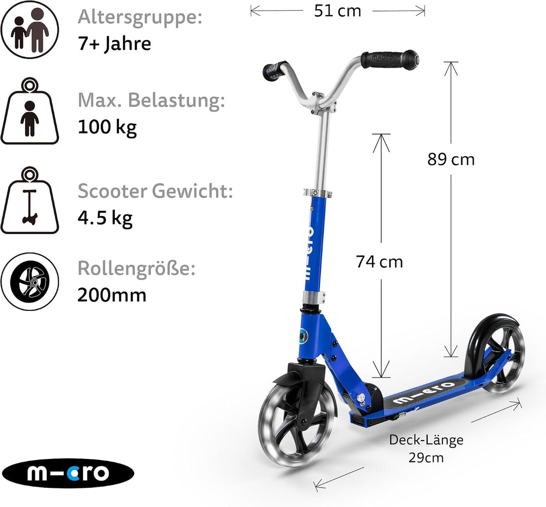 Micro Cruiser Scooter zum cruisen Kinderscooter ab 5 Jahren Einheitsgrösse blue, Einheitsgrösse blue