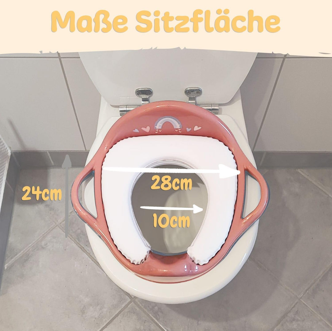Kinder Toilettensitz mit Sitzpolsterung und Griffen! Toilettenaufsatz für Kinder ab 2 Jahre mit Anti