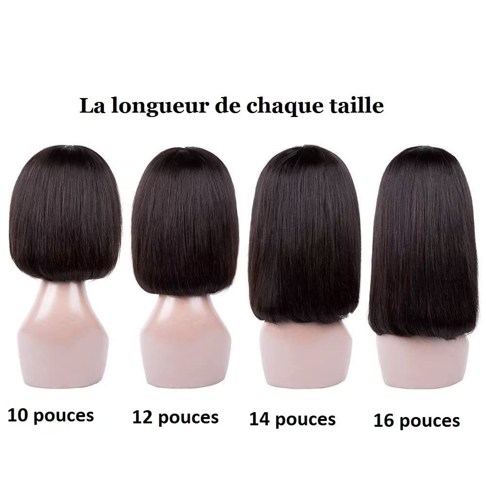 Short Bob Human Hair Wigs with Bangs None Lace Front Wigs Brazlian Straight Hair Machine Made Bob Wi