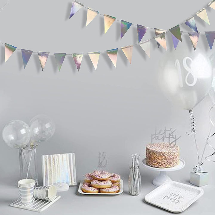 40Ft Schillernde Dreieck Banner Flagge Doppelseitige Metallic Holographische Papier Wimpel Girlande