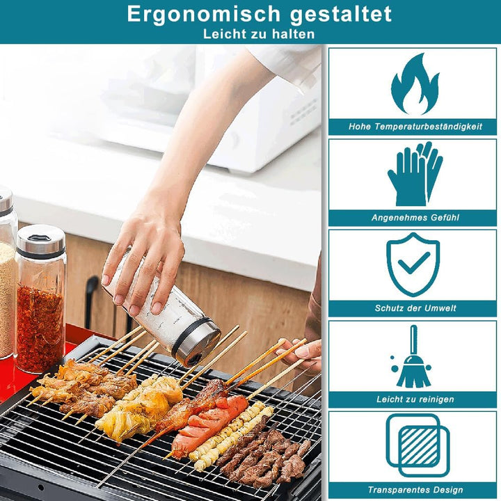 500ml Salzstreuer Gross mit Deckel, Borosilikatglas Gewürzstreuer Gross, Gewürzdosen Gross mit 4 Art