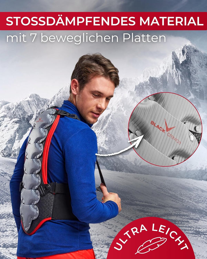 Black Crevice Rückenprotektor für Kinder, Jugendliche &amp; Erwachsene I Atmungsaktiver &amp; ergonomisch ge