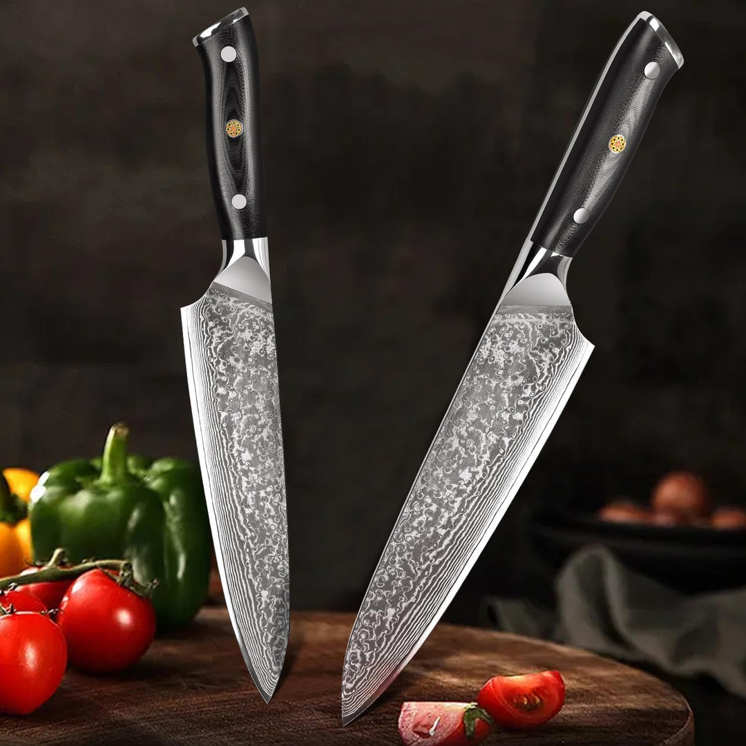 Home Safety Damastmesser Küchenmesser - Damast Kochmesser 20.4 cm Klinge aus 67 Schichten Damaszener