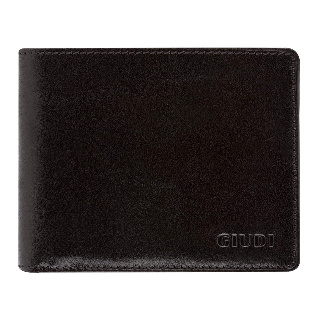 Giudi Herren-Geldbörse, Rindsleder, Mittelgross, Braun (Schwarz), Schwarz