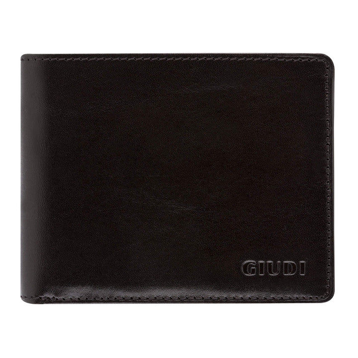 Giudi Herren-Geldbörse, Rindsleder, Mittelgross, Braun (Schwarz), Schwarz
