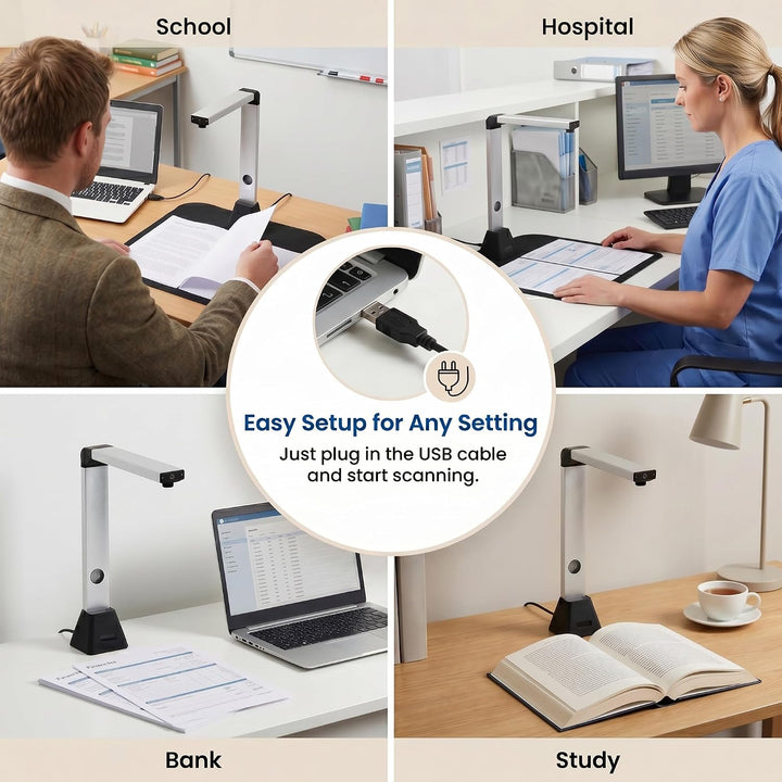 13MP Professioneller Buchscanner | A3 Erfassungsgrösse OCR Scanner Visualizer 3-Level-LED HD Tragbar