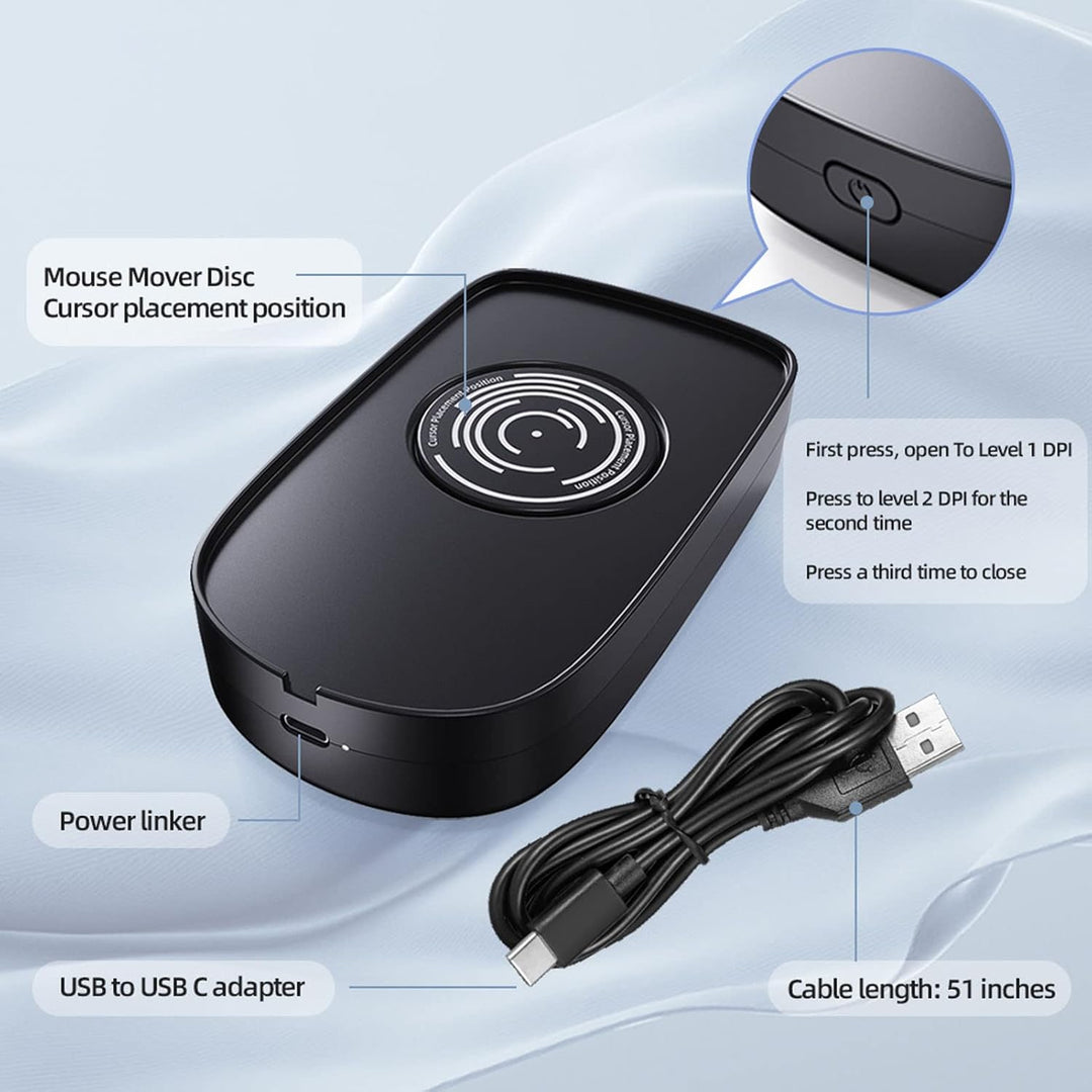 Maus Jiggler 2 DPI USB Mechanischer Maus Beweger mit USB-zu-Typ-C-Adapter Tragbarer Treiberfreier Ma
