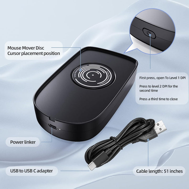 Maus Jiggler 2 DPI USB Mechanischer Maus Beweger mit USB-zu-Typ-C-Adapter Tragbarer Treiberfreier Ma