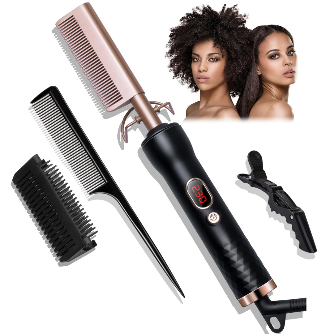 Hot Comb, UKLISS Hot Comb for Wig, Glättkamm mit LCD 120-230℃, Hair Straightener Comb mit Ionentechn