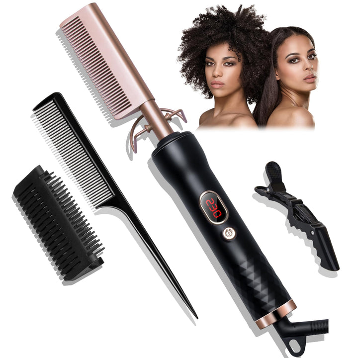 Hot Comb, UKLISS Hot Comb for Wig, Glättkamm mit LCD 120-230℃, Hair Straightener Comb mit Ionentechn