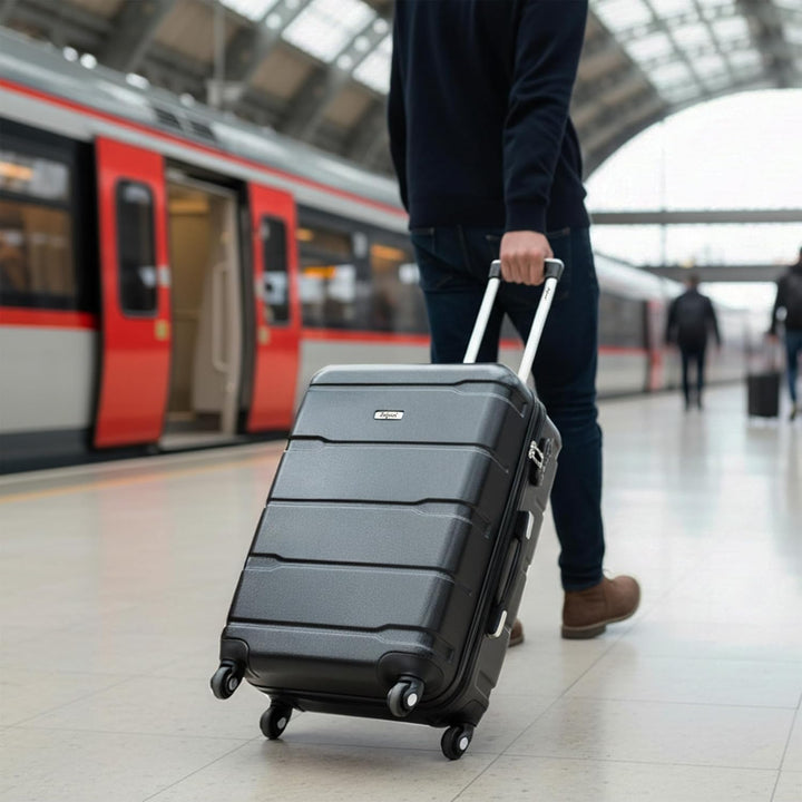 Zelsius Koffer Set 3 Stück, Schwarz | ABS Hartschalenkoffer mit Zahlenschloss, Doppelrollen und Inne