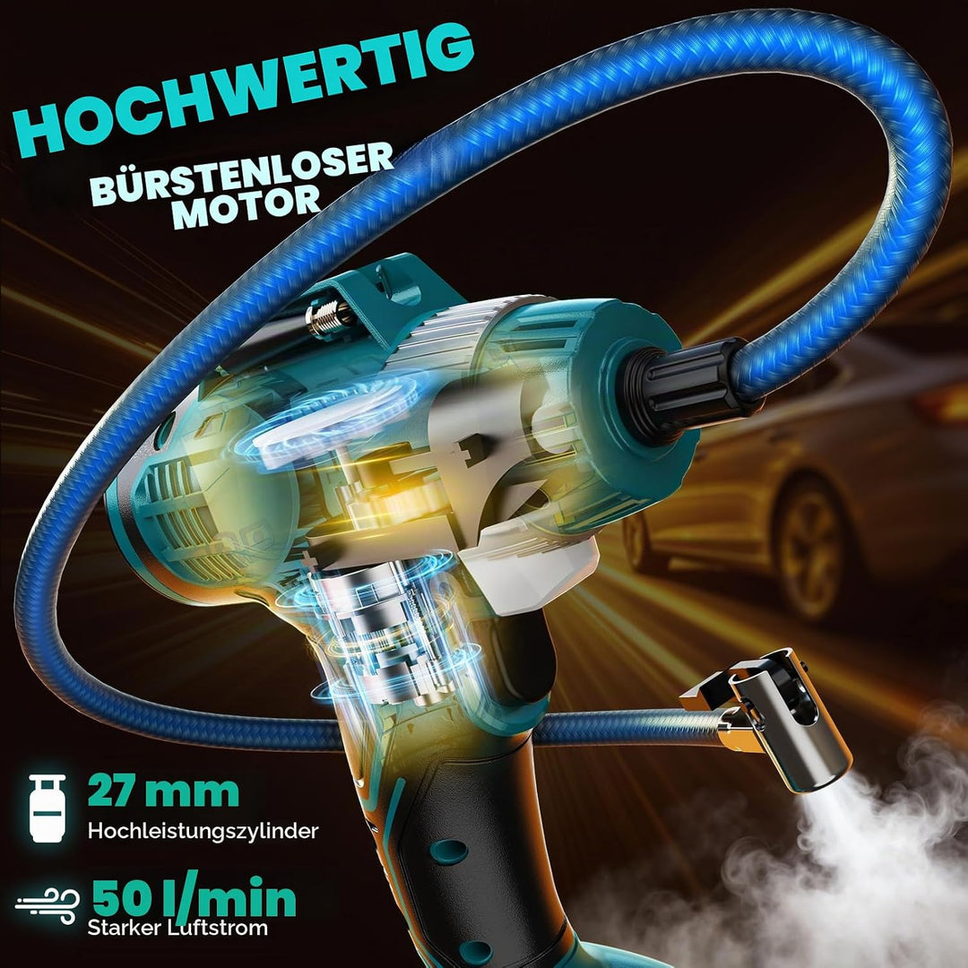 Ecarke Akku Kompressor 11 Bar mit Digitalmanometer & 12V-Zigarettenanzünder, kompatibel mit Makita 1