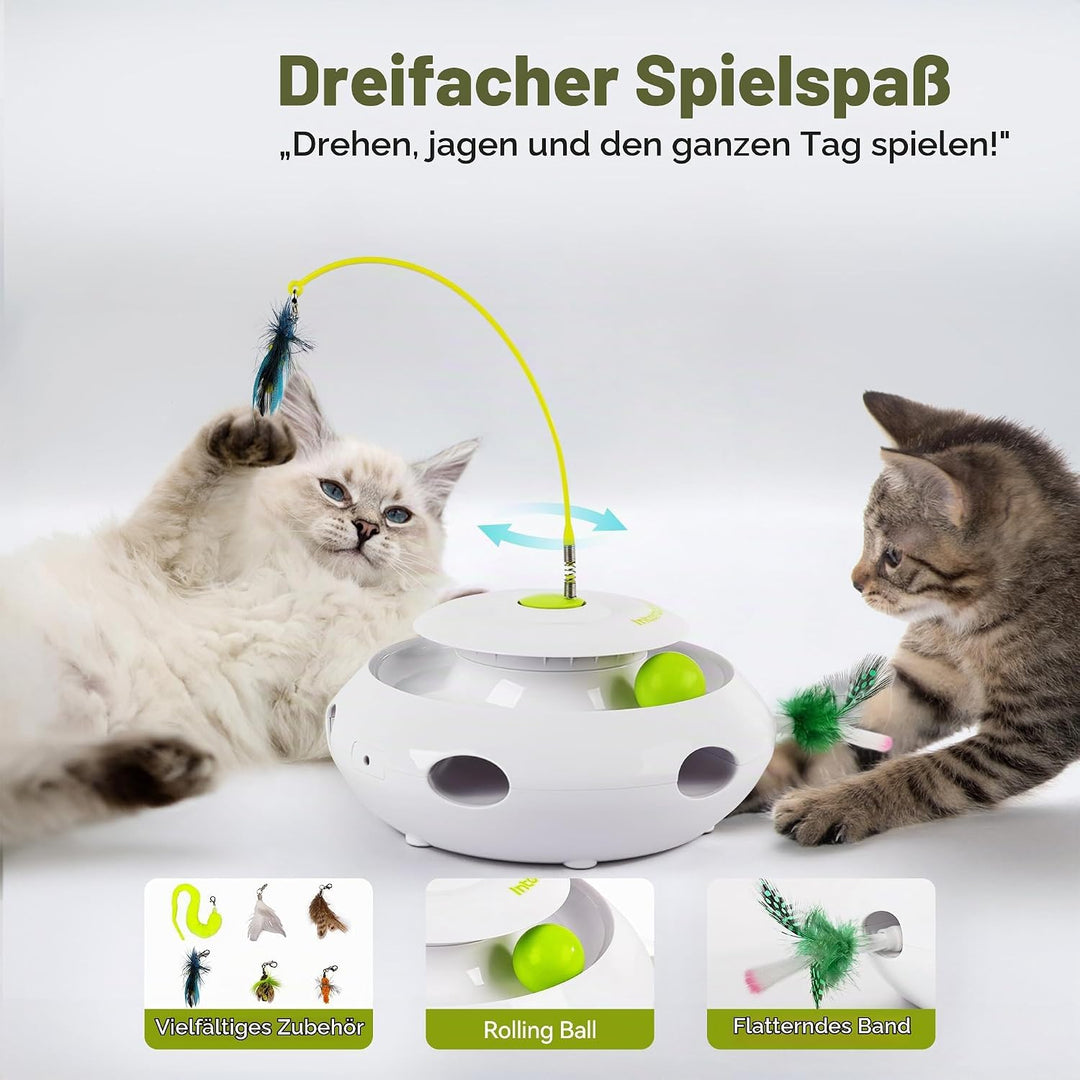 ALL FOR PAWS 3-in-1 Interaktives Katzen-Spielset, Automatisches interaktives Spielzeug für Wohnungsk