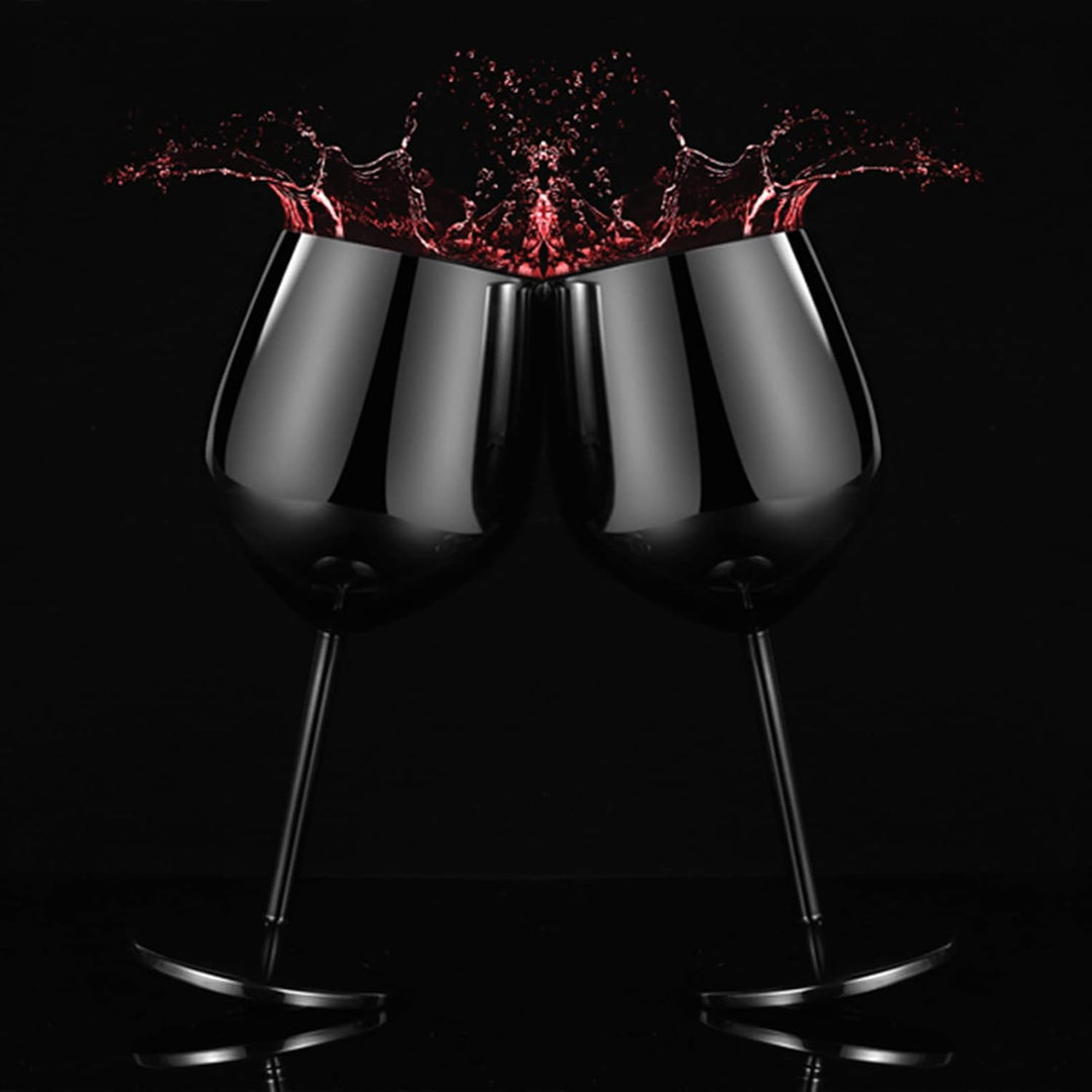 Livole Cocktailgläser aus Edelstahl, Rotweingläser mit Stiel, Unzerbrechlich Weingläser, 18Oz 550ml