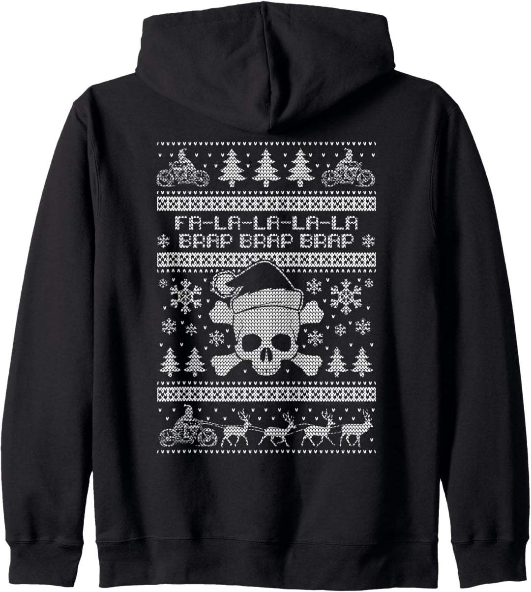 Ugly Christmas Motorrad Hoodie Skull Biker Santa Rentier Kapuzenjacke