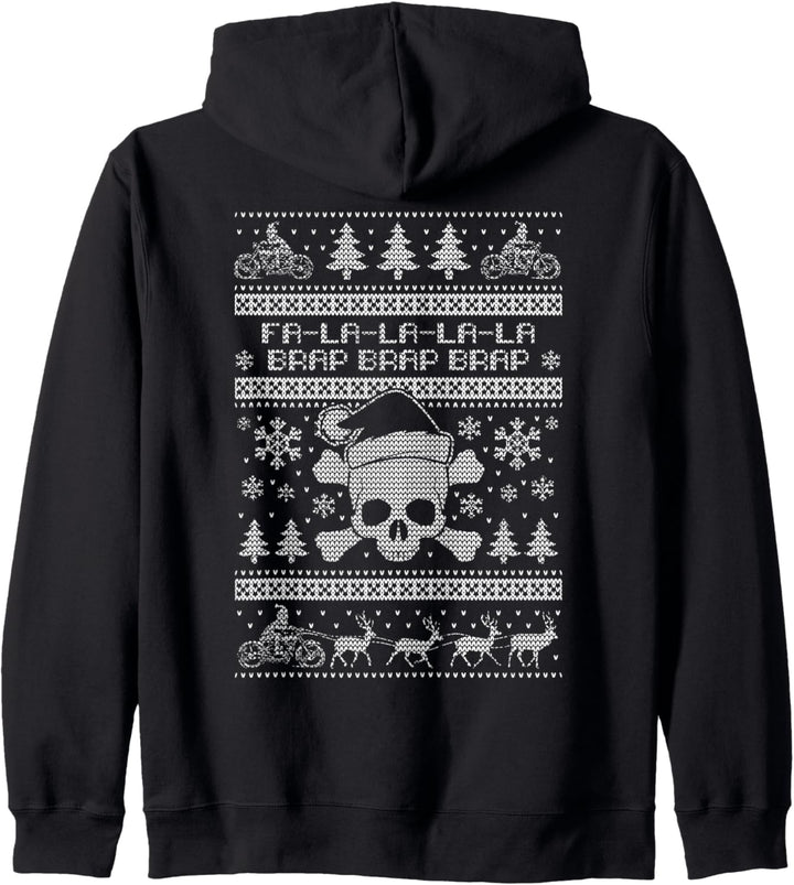 Ugly Christmas Motorrad Hoodie Skull Biker Santa Rentier Kapuzenjacke