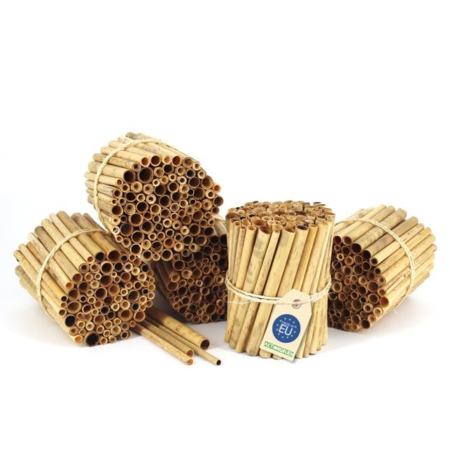 Schilfröhrchen für Insektenhotels, Länge 12 cm, Durchmesser 3-10 mm, ca. 400 Stück, Röhrchen aus der