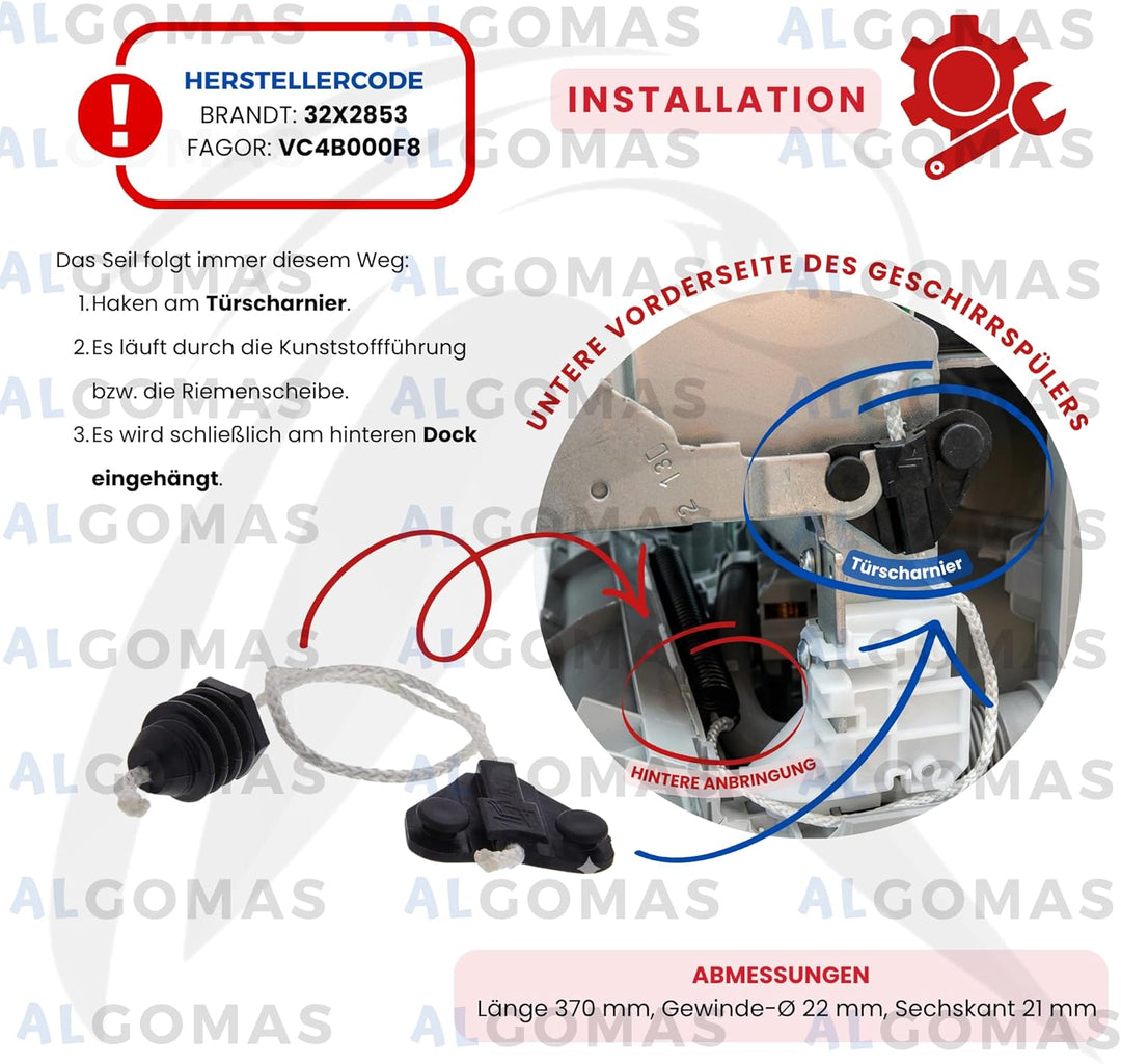 ALGOMAS© 2 Stück Geschirrspüler-Türscharniere passend für Fagor, Edesa, General Electric, Aspes, Bra