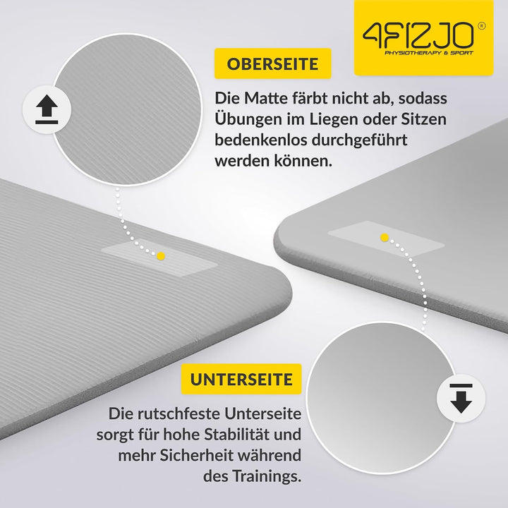 Fitnessmatte mit Tragegurt, Abm. 180x60 cm, NBR-Schaumstoff, Rutschfest, Komfort, In &amp; Outdor, Pilat