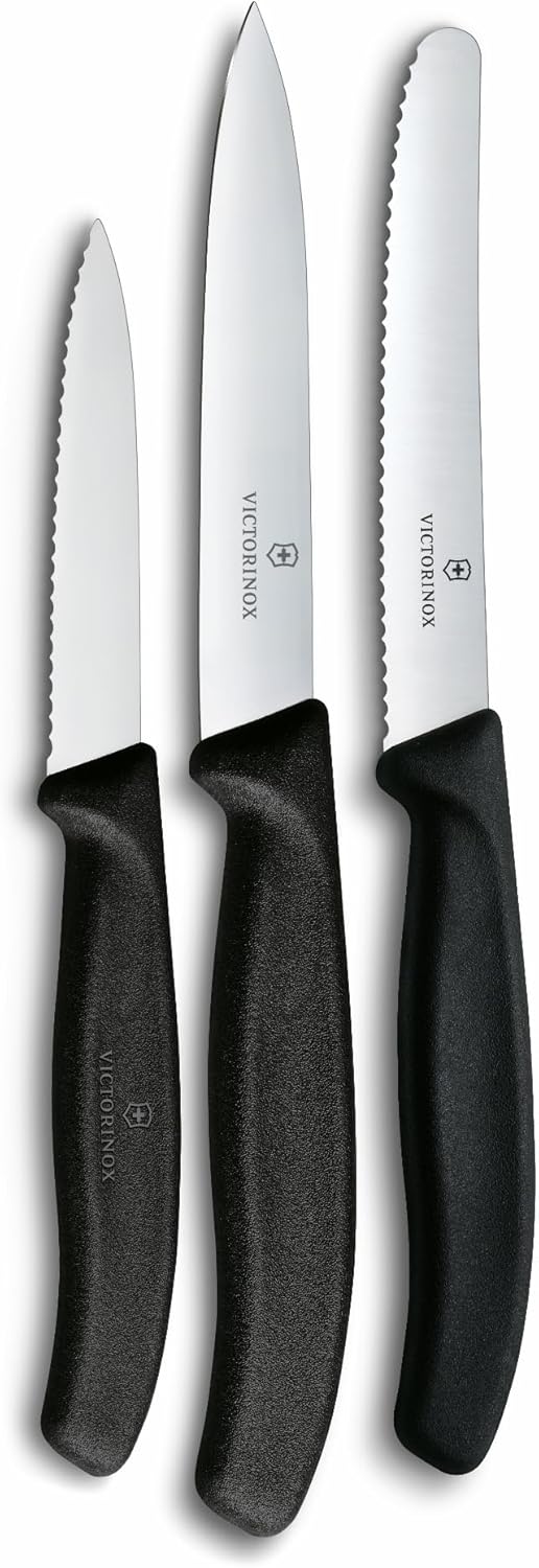 Victorinox Swiss Classic Küchenmesser Set, 3teilig, Gemüse-, Tomaten- und Frühstücksmesser, Rostfrei