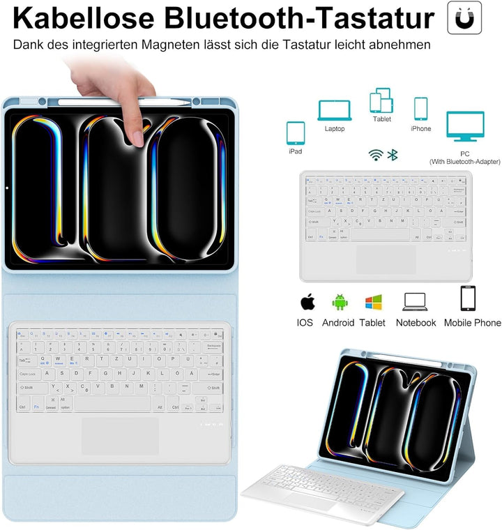 IVEOPPE Tastatur für iPad pro 13" 2024 (M4) Con Touchpad, Hülle mit Magnetisch Abnehmbare Bluetooth
