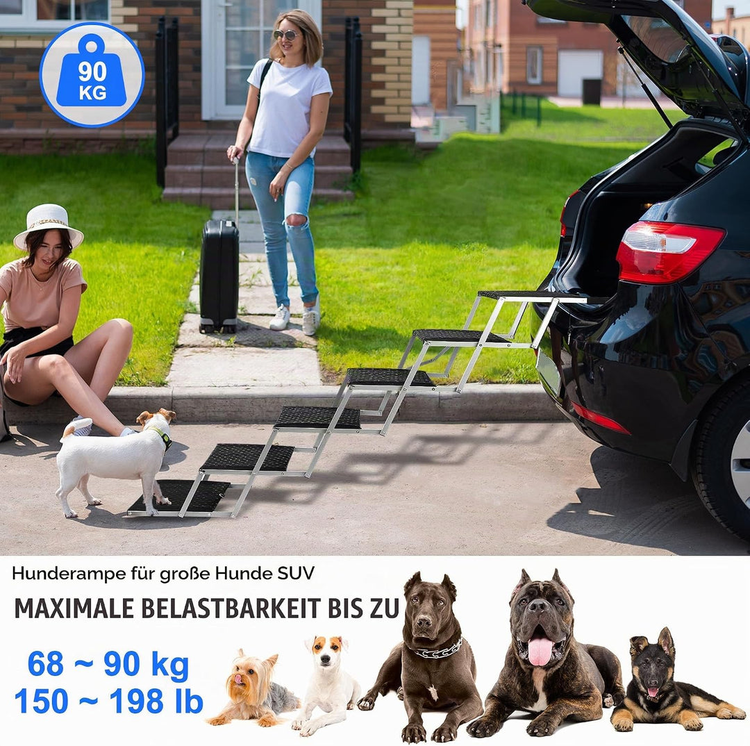 Hundetreppe Auto Klappbar- Hundetreppen Grosse Hunde [bis 113kg] - Gelenkschonende Einstiegshilfe Hu