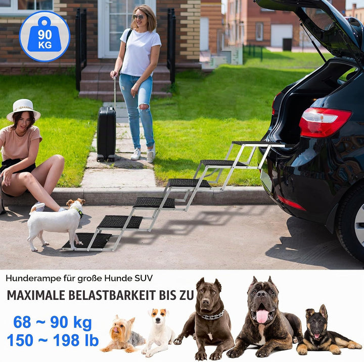 Hundetreppe Auto Klappbar- Hundetreppen Grosse Hunde [bis 113kg] - Gelenkschonende Einstiegshilfe Hu