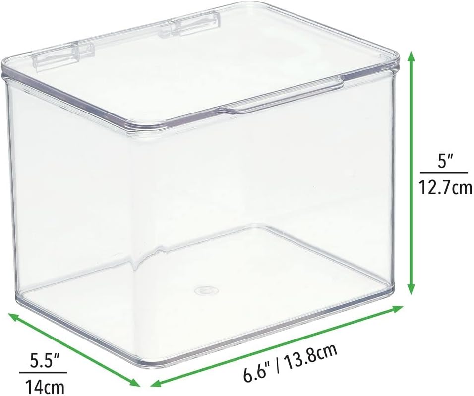 mDesign Aufbewahrungsbox für den Schreibtisch – stapelbare Box aus Kunststoff mit Deckel – kleiner B