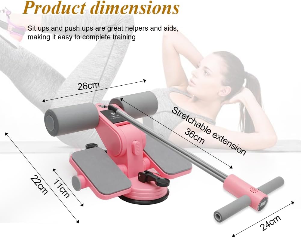 Tragbare Sit Up Bar, Selbstsaugende Sit-Up-Hilfe mit Zugseil und Saugnäpfen, Bauchtrainer für Zuhaus