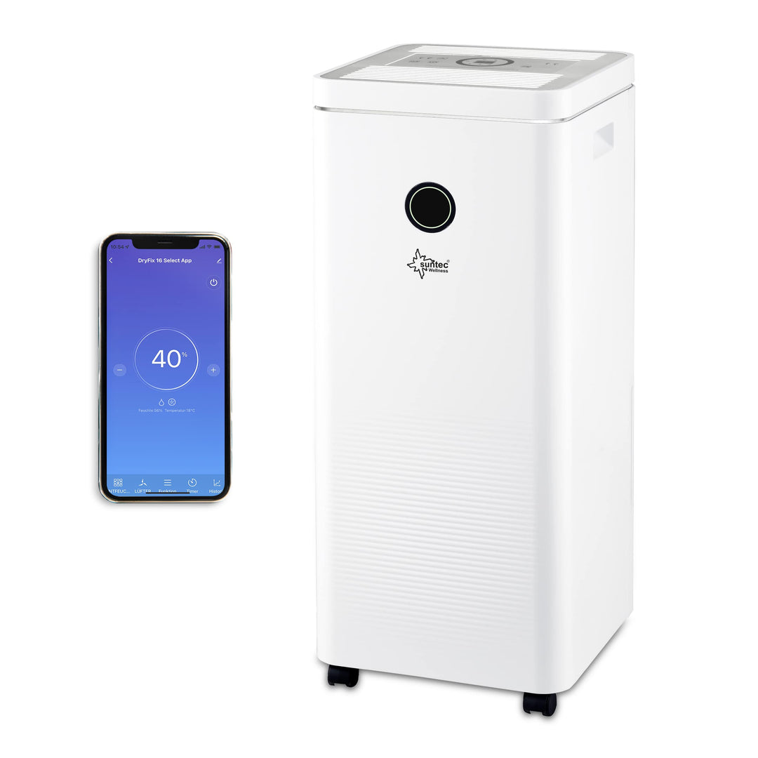 SUNTEC DryFix 16 select APP Luftentfeuchter – Für Räume bis 42 m2 bzw. 100 m3 – Entfeuchter mit App