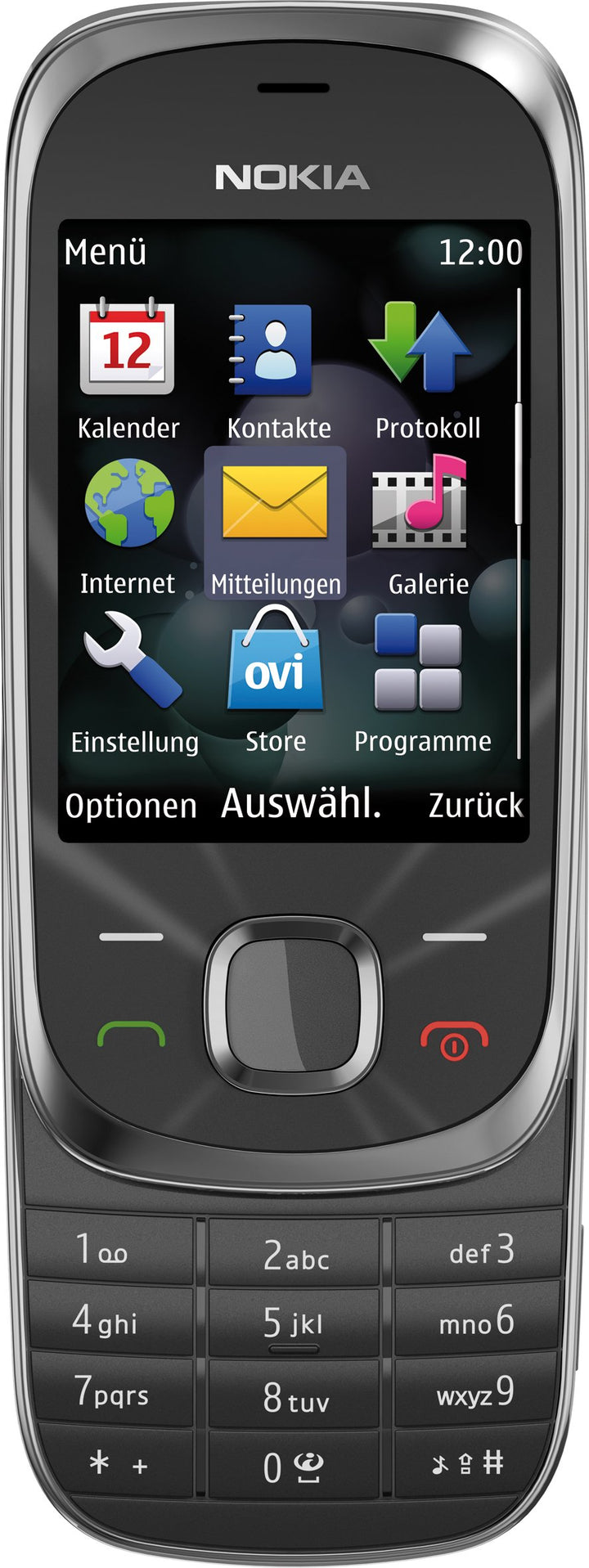Nokia 7230 Handy (3.2 MP, Musikplayer, Bluetooth, Flugmodus, 2GB Speicherkarte, Slider) Graphite gra