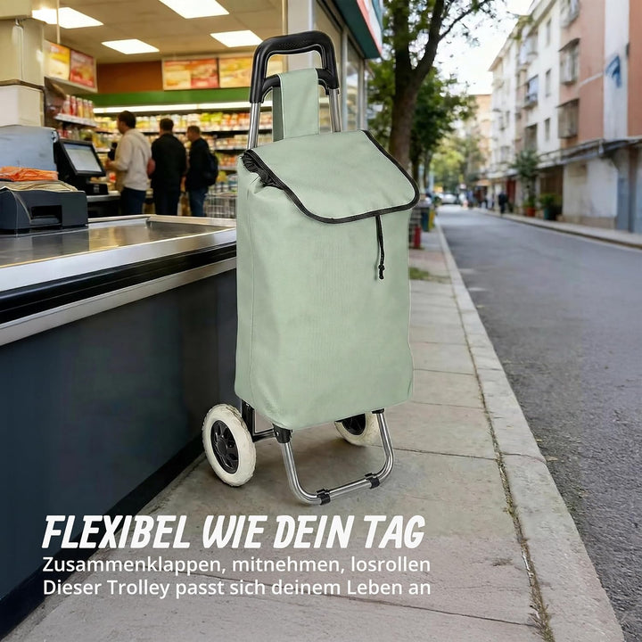 Relaxdays Einkaufstrolley klappbar, Abnehmbare Tasche 28 L, Einkaufswagen mit Rollen HxBxT: 92,5 x 4