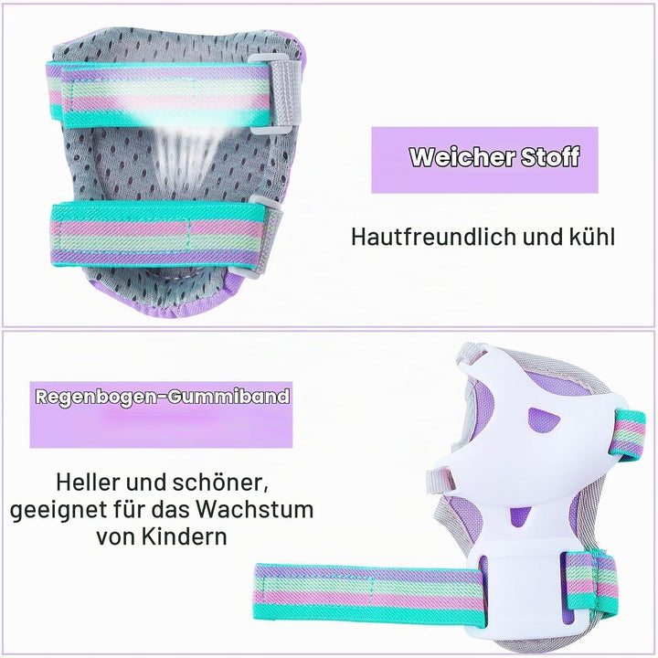 Unicorn Castle Knieschoner Kinder Schoner Set Inliner Schützer 6 in 1 Schutzausrüstung Kinder Ellenb