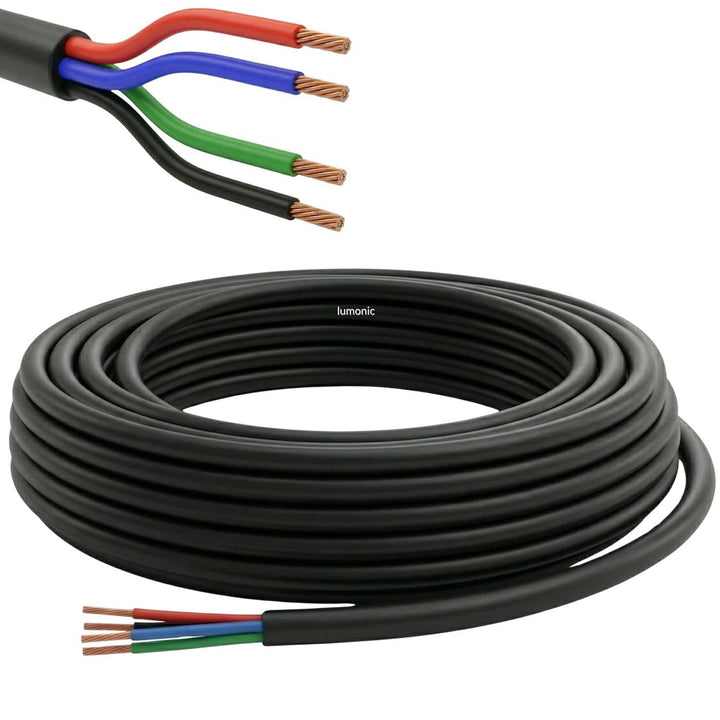 Lumonic 4x 0,34mm² LED Steuerleitung schwarz 50m I ummanteltes 4 adriges Kabel flexibel I Geschirmte