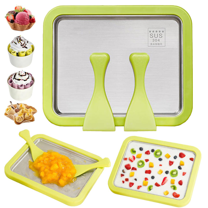 Eiscreme Roller Maker Set Mit 2 Spateln, Instant Eismaschine, Ice Cream Rolls Platte Für Erwachsene