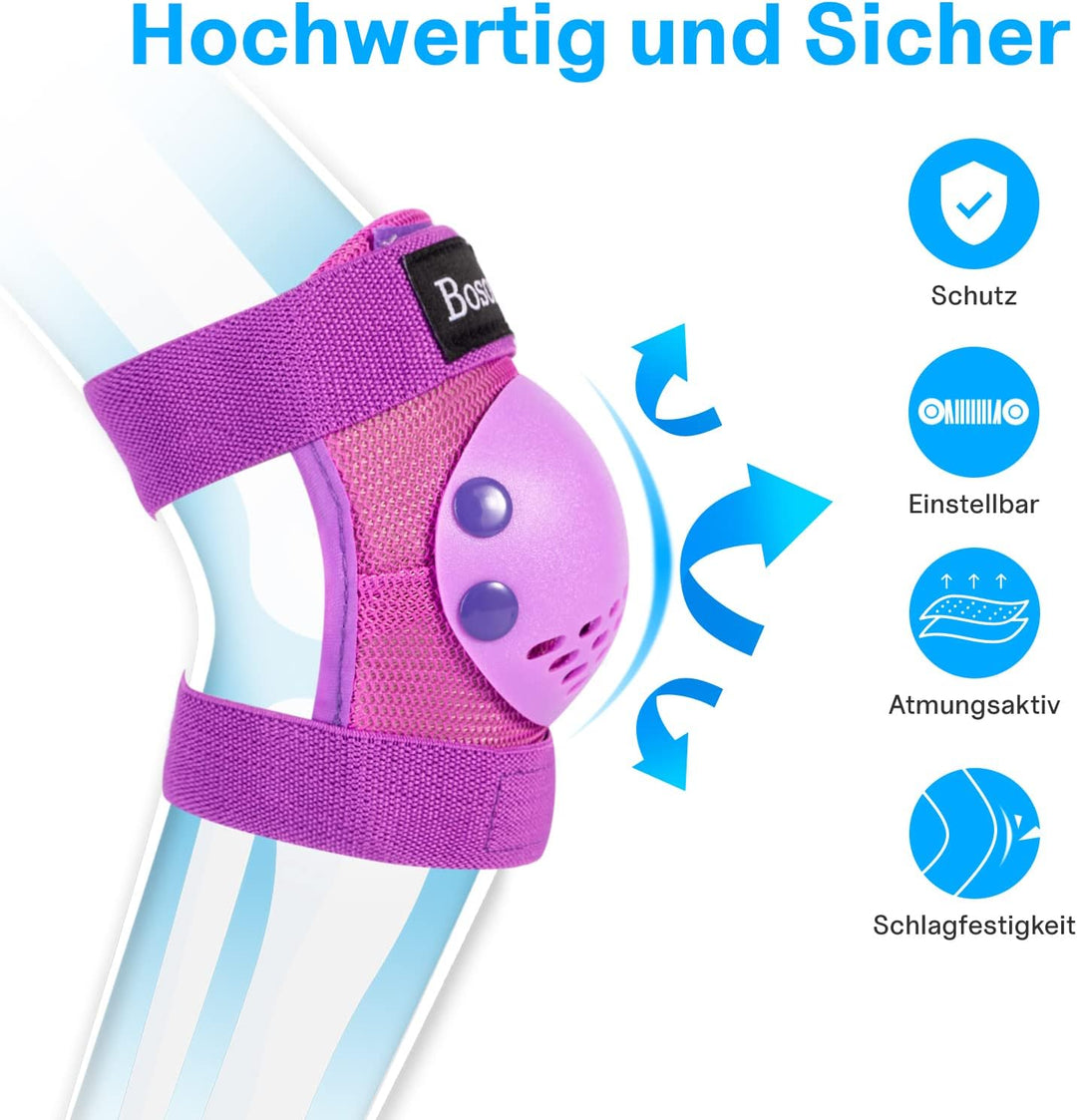 BOSONER Knieschoner Kinder Schoner Inliner Protektoren 6er Set Schützer Inliner Inline Skates Knie U