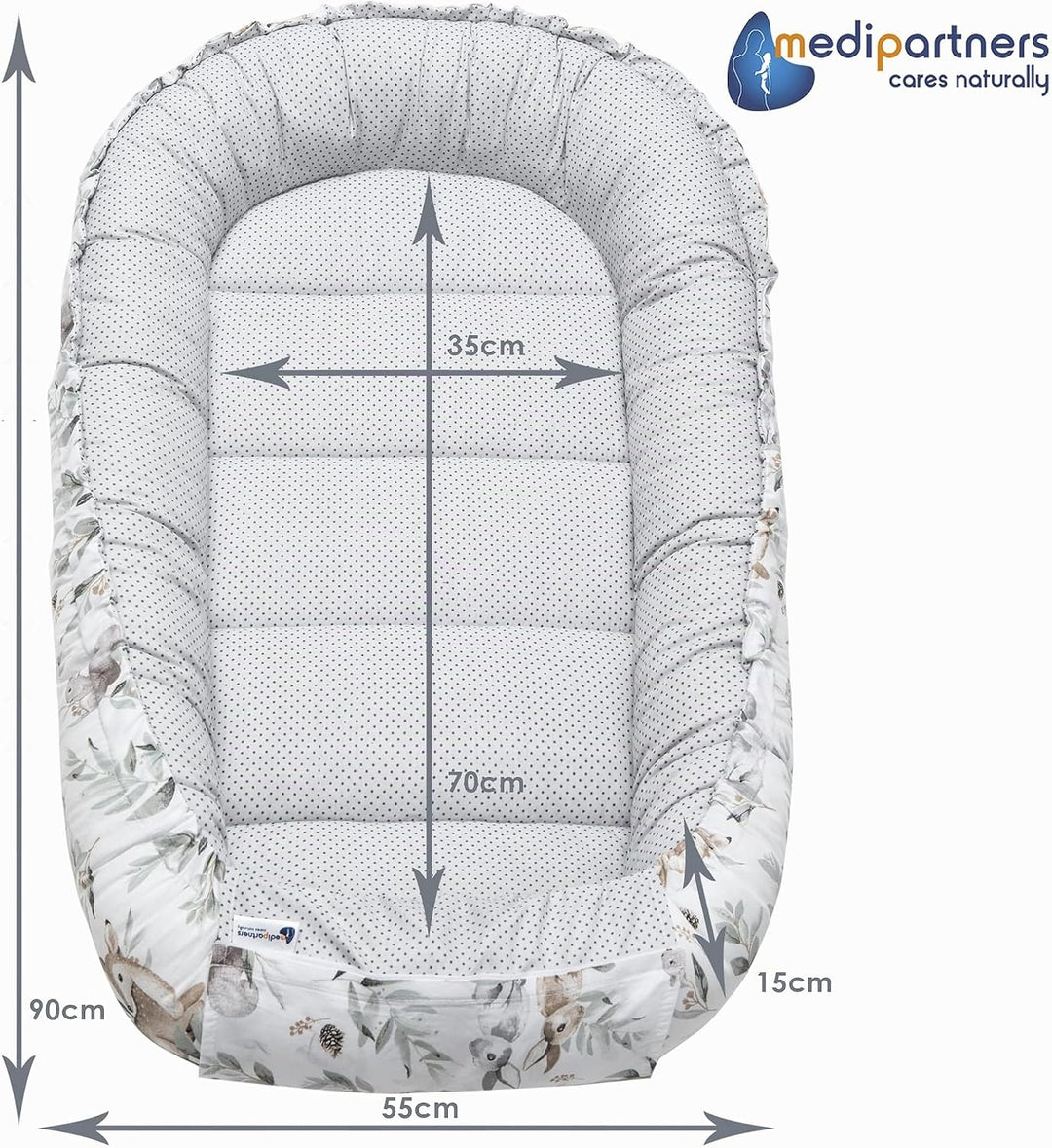 Medi Partners Babynest Kuschelnest Babynestchen 100% Baumwolle Nestchen Reisebett für Babys Säugling