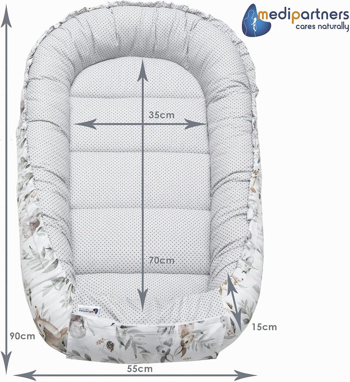Medi Partners Babynest Kuschelnest Babynestchen 100% Baumwolle Nestchen Reisebett für Babys Säugling